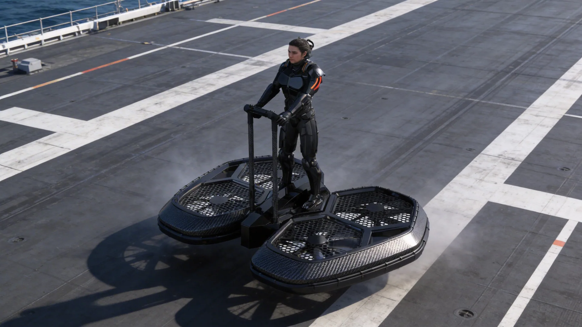 Close-up of enclosed coolfly evtol propfan propulsion system, solid protective rings